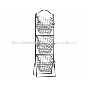 Customized 3-Layer Black Kitchen Storage Organizers Iron Wire Basket with Handle for Fruit & <b>Vegetable</b> House Decor - Product Image 3