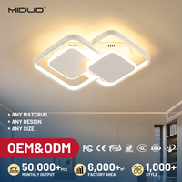 Plafonnier LED rectangulaire moderne en métal pour salon et chambre, dimmable, IP44, alimentation CA, avec télécommande, AC 165-265V