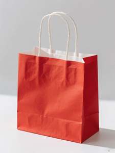 KM 13*8*21cm High-Quality <b>Red</b> Kraft Paper Gift Bags with Handles MOQ 750pcs Available - Product Image 4
