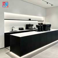 Comptoir de café minimaliste noir, comptoir de café commercial, kiosque de café