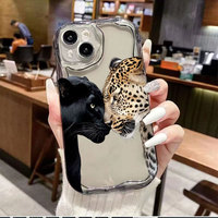 Étui de téléphone portable en TPU à motif léopard pour 17 Pro Max 16/15/13 14 Plus - Conception antichoc, personnalisation de dessins animés, peinture