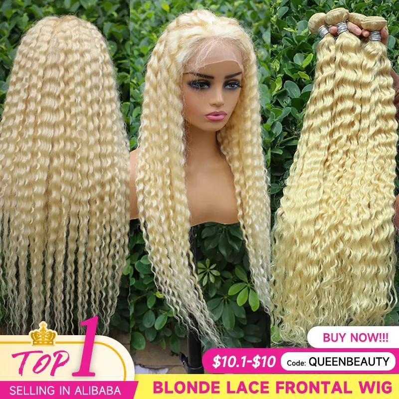 Mèches brésiliennes naturelles avec Perruque Lace Frontal HD, blondes de 40 pouces, vente en gros, mèches de cheveux 613 vierges bruts de qualité 12a