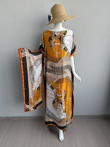 <span class=keywords><strong>Robe</strong></span> Longue Africaine PROMISTAR Personnalisée de Luxe Deux Pièces Caftan Respirant en Polyester avec Foulard Imprimé pour Femme - Product Image 4