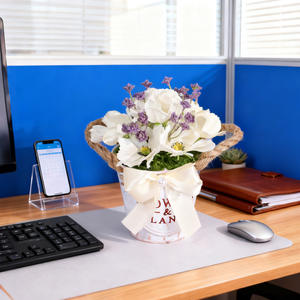 Bouquet de fleurs artificielles de <span class=keywords><strong>cerisier</strong></span> et de phalaenopsis en pot, style pastoral, pour décoration de bureau et de maison - Product Image 4