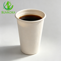 SUMKOKA Gobelets jetables en fibre de canne à sucre biodégradables et compostables de 8oz, 12oz, 16oz pour café et thé, pour restaurants