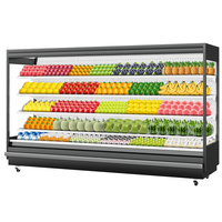 Réfrigérateur Vitrine de Supermarché à 4 Niveaux avec Étagères en Verre Réglables, Refroidissement par Air, Éclairage LED et Technologie No Frost pour