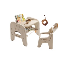 Juego de Escritorio y Silla de Estudio para Niños Vsuch con Estantería, Mesa de Aprendizaje Ajustable para Niños para Uso en el Hogar y Jardín de Infancia