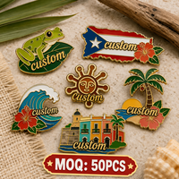 Vente en gros de pin's en émail personnalisés sur le thème tropical des Caraïbes et de Porto Rico, motif grenouille Taino Coqui, souvenirs de voyage tropicaux, pin's de revers en métal