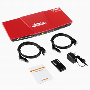 TESmart Saklar HDMI Tipe C, Keluaran Baru 4K 4 Port KVM HDMI 4-PORT Kvm Hdmi 2 .0 Mendukung HDCP2.2