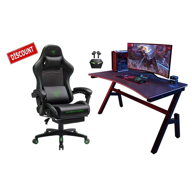 Gaming Desk and Chair Set E-Sport Gamer Desk and Racing Chair Set Gaming Recliner Desk Set