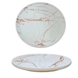 PLATO DE POSTRE DE PORCELANA CON LÍNEAS BLANCAS DE MÁRMOL, DIAM. 20 CM, Efecto Mármol Blanco - Product Image 1
