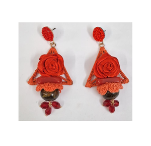 Pendientes de Borla con Flores Grandes Multicolores de Moda Romántica Francesa, Pendientes de Flores Tridimensionales para Mujer - Product Image 1