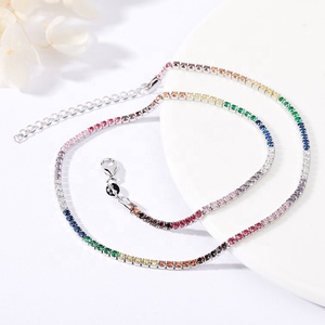 Gioielli di lusso Classico di Disegno Del Diamante 14K Oro Bianco Sterling Argento 925 Lungo <span class=keywords><strong>Arcobaleno</strong></span> Bracciale Tennis Per Le Donne - Product Image 1