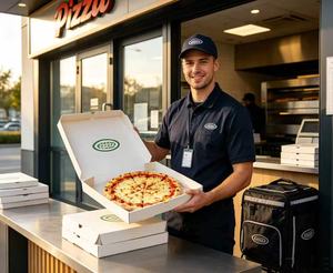 Caja de <span class=keywords><strong>Pizza</strong></span> Plegable Personalizable de 6, 9, 10, 14, 17 y 20 Pulgadas con Orificio de Ventilación para Entrega a Domicilio en Pizzerías Comerciales - Product Image 4