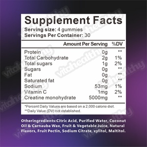Vitahealthy OEM/ODM 5000mg Gummies di creatina vendita calda Pre-allenamento integratore muscolare a base di gomma monoidrato di creatina - Product Image 6