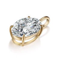 Ciondolo in Oro 18K con Diamante Coltivato in Laboratorio, Minimalista, alla Moda, a Quattro Griffe, Versatile, Taglio Ovale, Gioielli Raffinati da Donna, Catene Delicate
