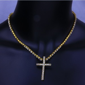 Di modo di Scintillio Sexy Del Partito di Cristallo Del Diamante Del Rhinestone Tennis Trasversale Della Collana Del Pendente Iced Fuori I Monili - Product Image 5