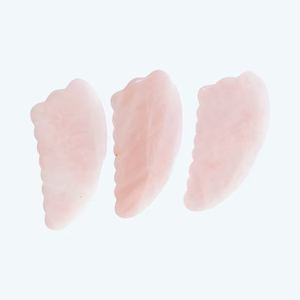 Vente directe d'usine, plaque en cristal de quartz rose naturel en forme de corne, masseur facial en jade - Product Image 2