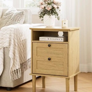 Modern minimalist <b>wooden</b> storage shelf, <b>small</b> bedside <b>table</b>, open storage space, solid wood storage. - Product Image 1