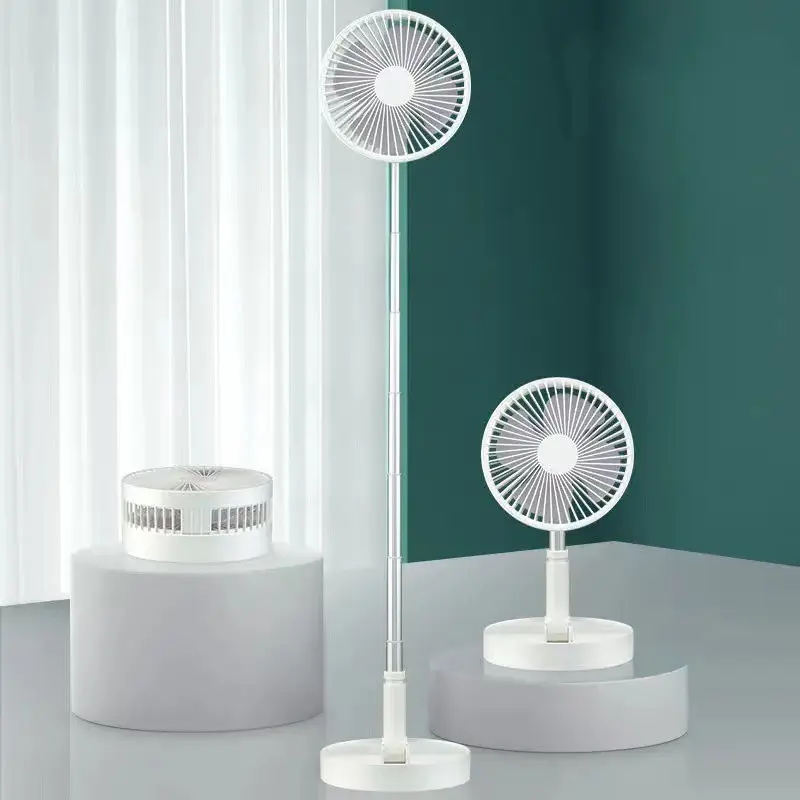 Sıcak satış katlanabilir yer vantilatörü şarj edilebilir pil işletilen salınan masa fanı yükseklik ayarlanabilir geri çekilebilir ayakta Fan 10 adet