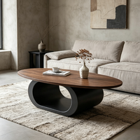 Table basse moderne en fer avec plateau en bois, durable et multifonctionnelle pour salon et appartement locatif
