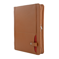 Carpeta de cuero de lujo para Portafolio, organizador de negocios personalizado de cuero PU, color marrón y negro