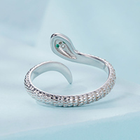 925 Sterling Silver Réglable Serpent Anneau Platine Plaqué Vert Zircon Rétro Textures Serpent Anneau De Mode Bijoux SCR980-E