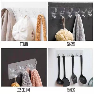 Transparent Crystal Wall <b>Hooks</b> 6 Pack Heavy Duty Waterproof <b>Adhesive</b> For Bathroom Kitchen Shower Door Storage - Product Image 4