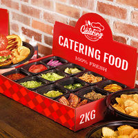 Boîte de service biodégradable en kraft avec couvercle pour petit-déjeuner, déjeuner, dessert, sandwich, collation, traiteur et plateau de dégustation