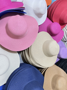 Hot bán cổ điển đơn giản đa màu vòm mũ rơm bên bờ biển UV bảo vệ rộng vành bện Mũ mặt trời - Product Image 5