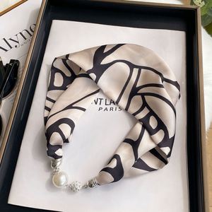 Nouveau bandeau en soie magnétique à boucle petite taille 2023, protection du cou, professionnel, rayé, assorti à tout, écharpe pour femmes - Product Image 2