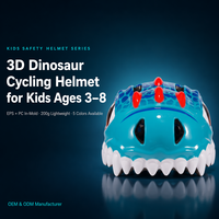 Casque de vélo pour enfants 3D T-Rex Dinosaure, design cool de dessin animé, réglable, pour scooter, skateboard, équipement de protection pour tout-petits