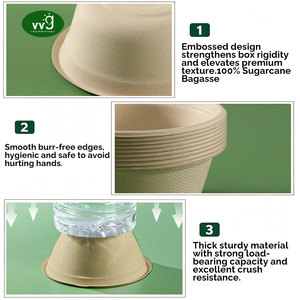 Bol rond en bagasse VVG OEM ODM, compostable, jetable, en canne à sucre, taille personnalisée pour salade, soupe, <span class=keywords><strong>poke</strong></span>, riz, fruits - Product Image 3