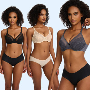 Sujetadores de <span class=keywords><strong>encaje</strong></span> floral <span class=keywords><strong>con</strong></span> aros y copa completa <span class=keywords><strong>SHEIN</strong></span>, sexy, tallas grandes, cómodos, venta directa de fábrica, para mujer, estilo europeo-americano. - Product Image 2
