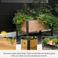 Boîte de jardinière surélevée en bois de cèdre robuste pour patio extérieur pelouse arrière-cour carré à motifs pour légumes fleurs