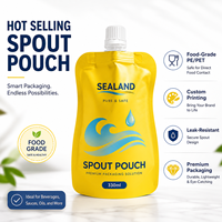 Pochette souple PE avec bec verseur et impression flexo pour détergent, lait, huile d'olive, recharge de liquides