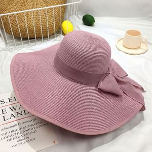Wholesale Beach Seaside Vacation Summer Women <b>Straw</b> <b>Hat</b> Bowknot Wide Brim Summer Beach Floppy Gorras - Product Image 5