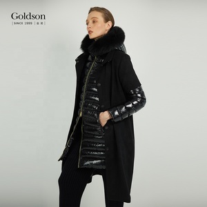 Abito Vintage invernale da donna in due pezzi con cappuccio in pelliccia di volpe 50% giacca impermeabile in Nylon in lana e 90% - Product Image 2