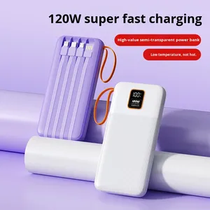 พาวเวอร์แบงค์แบบพกพา ความจุสูง 50000mAh 20000mAh ชาร์จเร็ว 120W สำหรับขายส่งข้ามประเทศ พร้อมสายในตัว ช่องเสียบ Type-C Input/Output - Product Image 2