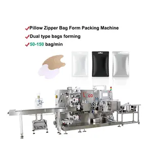 Machine automatique d'emballage de sacs à fermeture éclair de type oreiller pour patch/plâtre/cartes/tampon
