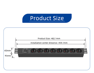 Rack a presa francese 8 porte PDU con indicatore di luce e funzione di sovraccarico per Cabinet di rete - Product Image 3
