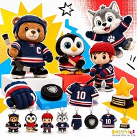 Ensemble de jouets en peluche sur le thème du hockey sur glace, ours, husky, pingouin, athlète, animaux en peluche