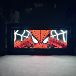 Cadre en bois noir super-héros pour enfants chambre décoration veilleuse Lightbox bande dessinée 3d papier découpé lampe de bureau Esty livraison directe - Product Image 4