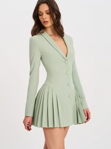 <span class=keywords><strong>Abito</strong></span> Mini da Donna Personalizzabile con Risvolto a Tacca, Stile Blazer da Ufficio, Leggermente Elasticizzato, con Pieghe Sartoriali - Product Image 2