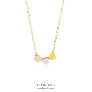 Collier pendentif en acier inoxydable à trois cœurs, collier pendentif en or 18 carats pour sœur, amie - Product Image 1