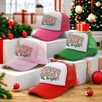 Casquettes de baseball en maille avec logo personnalisé Casquette de camionneur en mousse tricolore avec corde pour impression d'arbre de Noël à 5 panneaux