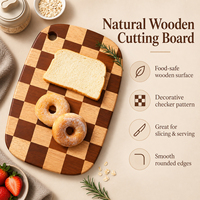 Planche à découper en bois d'hévéa à motifs damier avec blocs bicolores, planche de service pour la cuisine, la viande, les légumes et le pain