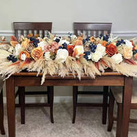 Décoration florale de mariage de luxe, style bohème, couleur terre cuite, en soie, vente en gros, chemin de table floral pour mariage