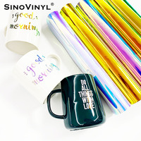 SINOVINYL-gráfico de arco iris cromado, vinilo colorido de corte artesanal, venta al por mayor