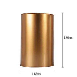 批发黄金 250 克大型金属茶罐圆筒